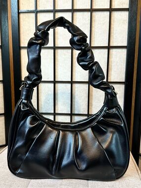 3AM Forever Black Ruched Shoulder Bag